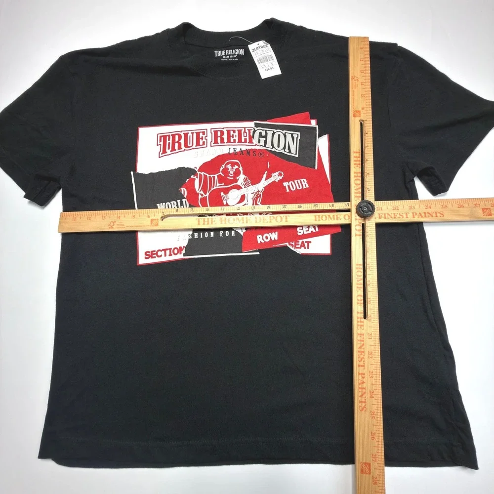 True Religion World Tour Graphic T-Shirt Black Men's Medium NWT Buddha Tee